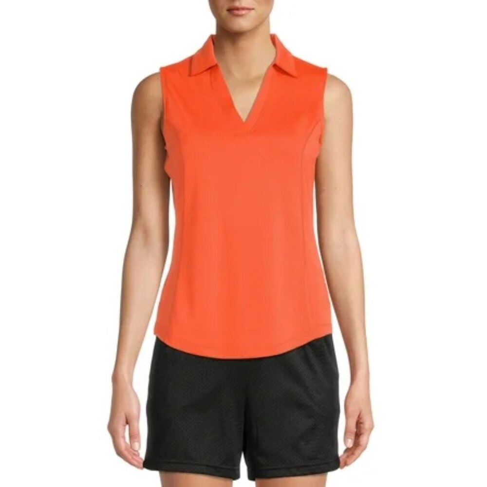 NEW Ben Hogan Women s Sleeveless Performance Polo Shirt Orange Large